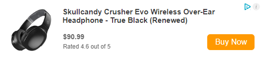 Skullcandy Crusher Evo Wireless Over-Ear Headphone - True Black (Renewed)
