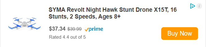 SYMA Revolt Night Hawk Stunt Drone X15T, 16 Stunts, 2 Speeds, Ages 8+
