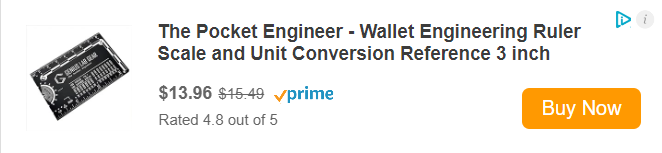The Pocket Engineer - Wallet Engineering Ruler Scale and Unit Conversion Reference 3 inch