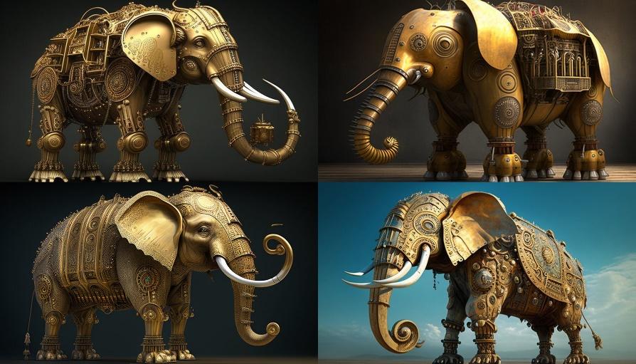 golden elephant midjourney