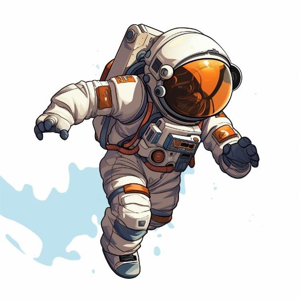 cartoon astronaut, 2D, no background
