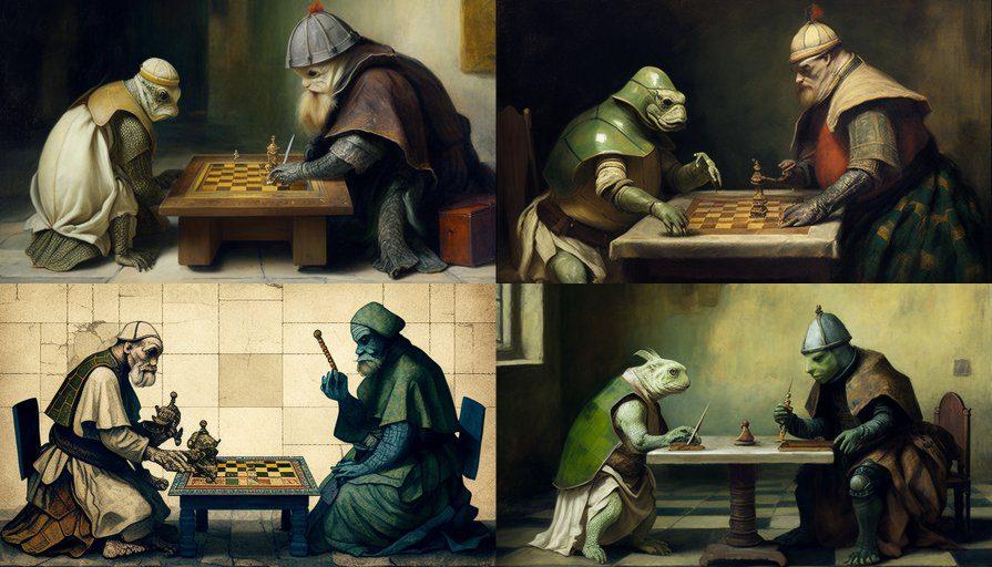 A collage of images of people playing chess Description automatically generated