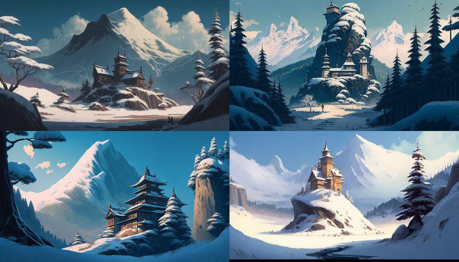 A collage of a mountain landscape Description automatically generated