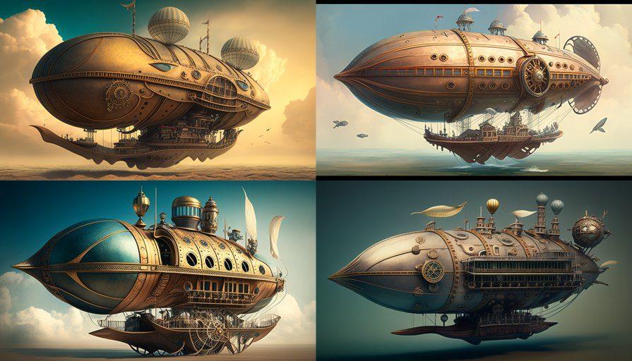 midjourney steampunk airship